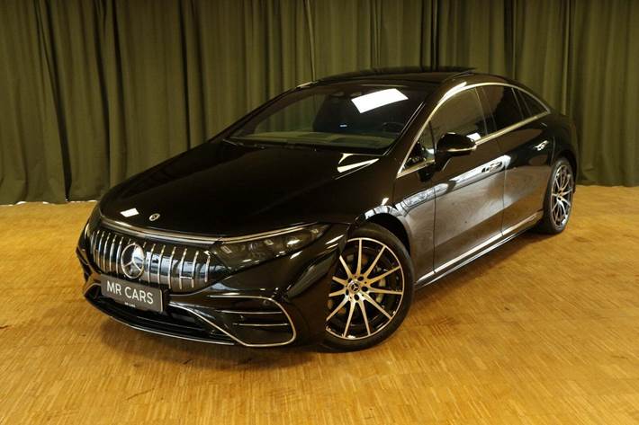 Grøn Mercedes EQS450+ fra 2022 set udefra