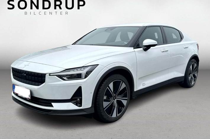Hvid Polestar 2 fra 2023 set udefra
