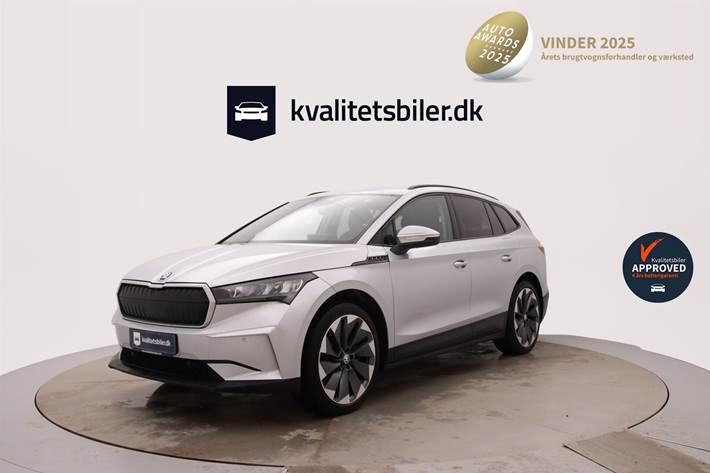 Sølv Skoda Enyaq fra 2021 set udefra