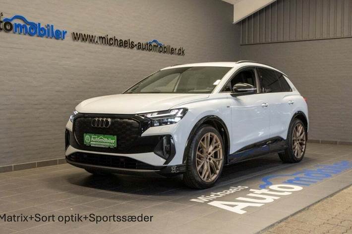 Hvid Audi Q4 e-tron fra 2024 set udefra