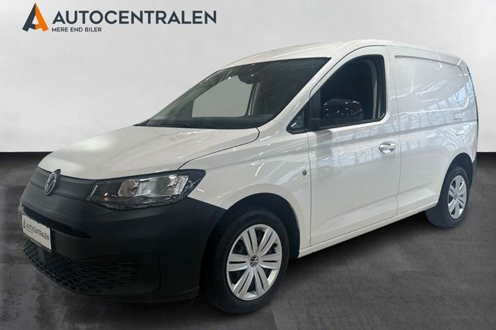 Hvid VW Caddy fra 2021 set udefra