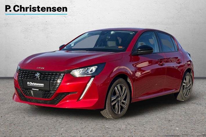 Rød Peugeot 208 fra 2023 set udefra