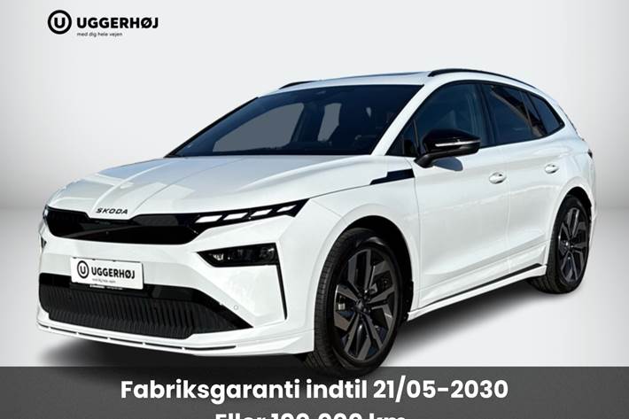 Hvid Skoda Enyaq fra 2026 set udefra