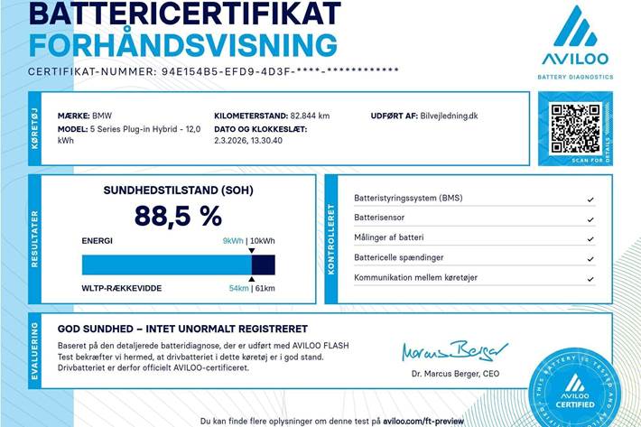 Blå BMW 530e fra 2022
