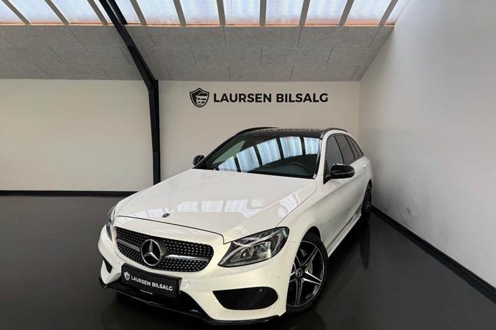 Hvid Mercedes C200 d fra 2017 set udefra