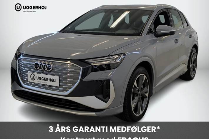 Grå Audi Q4 e-tron fra 2024 set udefra