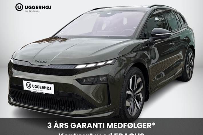 Grøn Skoda Enyaq fra 2026 set udefra