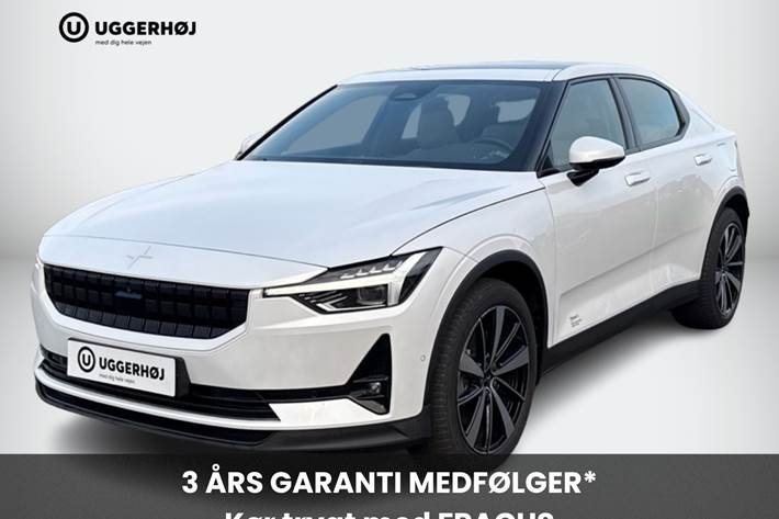 Hvid Polestar 2 fra 2023 set udefra