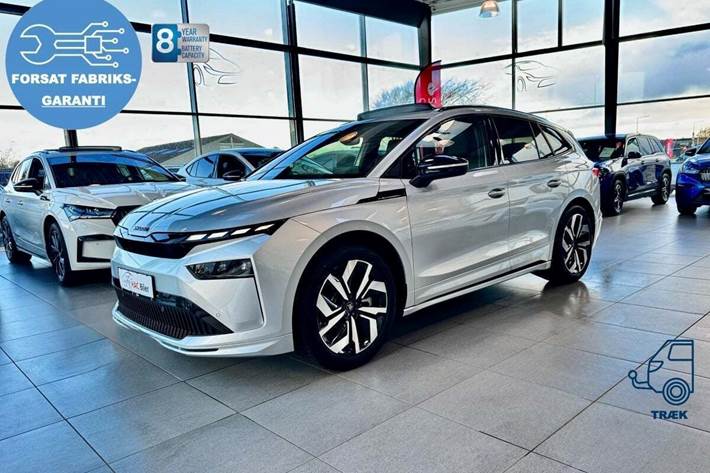 Sølv Skoda Enyaq fra 2026 set udefra