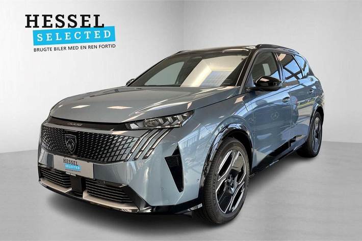 Blå Peugeot e-5008 fra 2024 set udefra