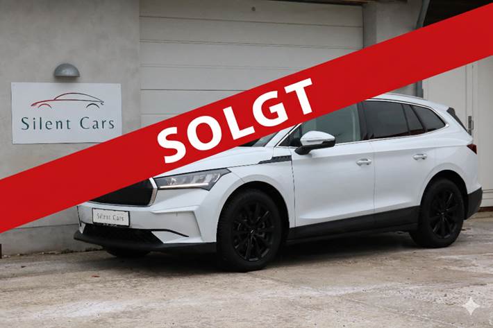 Hvid Skoda Enyaq fra 2022 set udefra