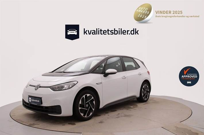 Hvid VW ID.3 fra 2021 set udefra
