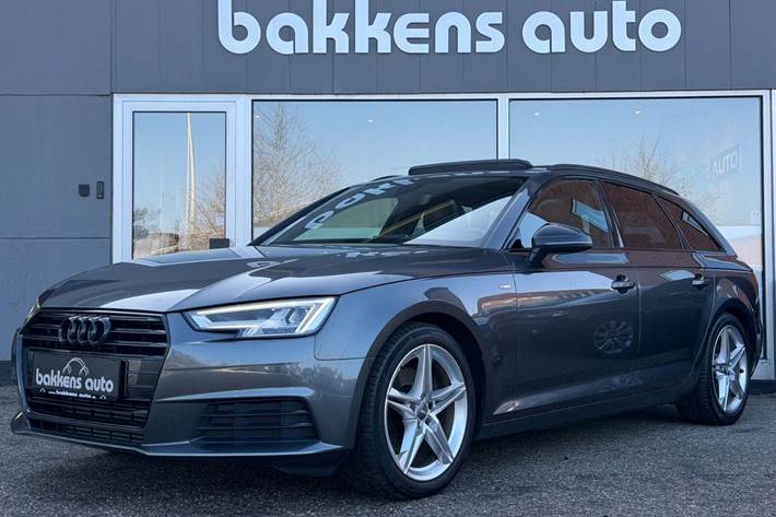 Grå Audi A4 fra 2018 set udefra