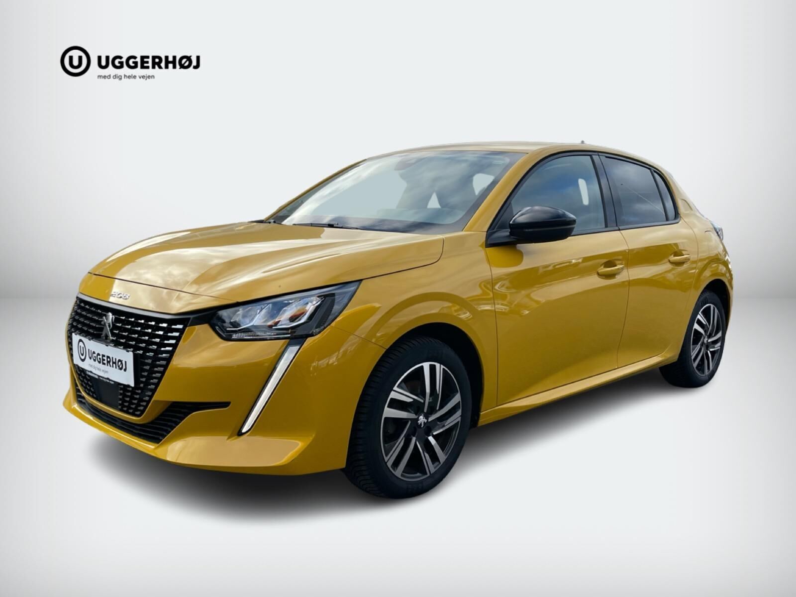 Gul Peugeot 208 fra 2023