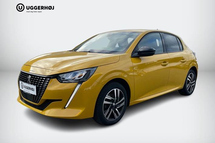 Gul Peugeot 208 fra 2023
