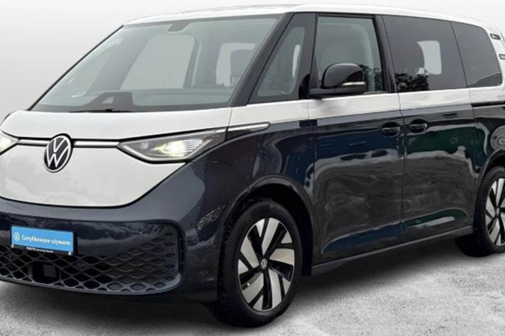 Blå VW ID.Buzz fra 2023 set udefra