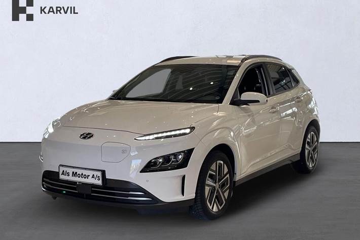 Hvid Hyundai Kona fra 2022 set udefra