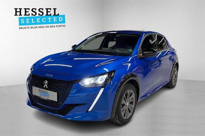 Blå Peugeot e-208 fra 2022