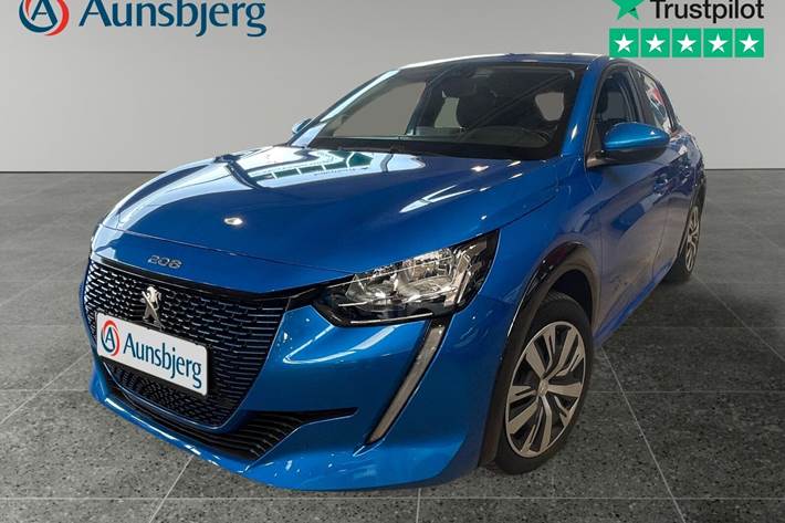 Blå Peugeot e-208 fra 2021