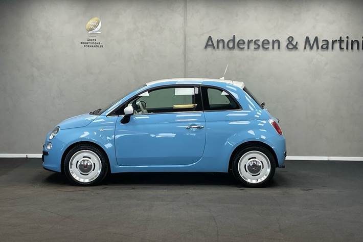 Blå Fiat 500 fra 2015