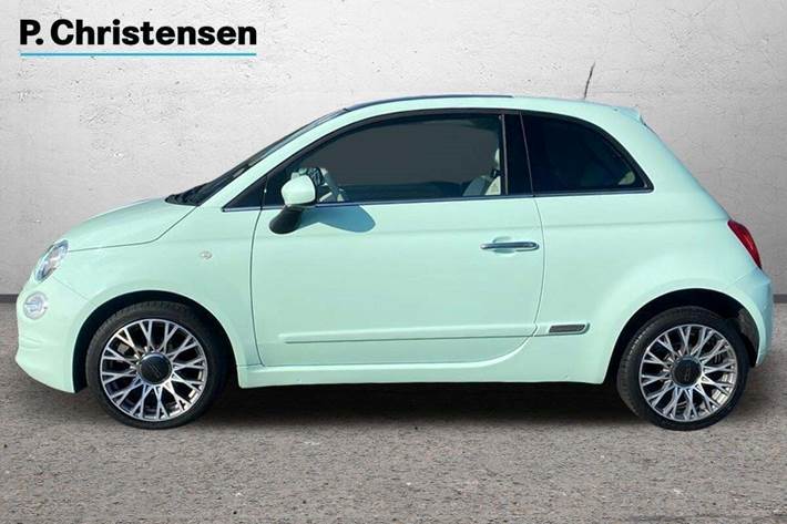 Turquoise Fiat 500 fra 2018