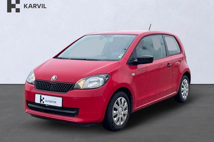 Rød Skoda Citigo fra 2015 set udefra