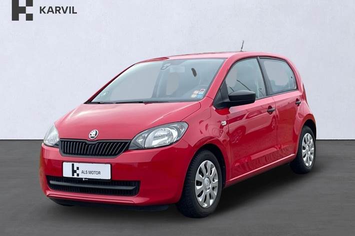 Rød Skoda Citigo fra 2015 set udefra