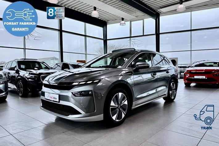 Grå Skoda Enyaq fra 2026 set udefra