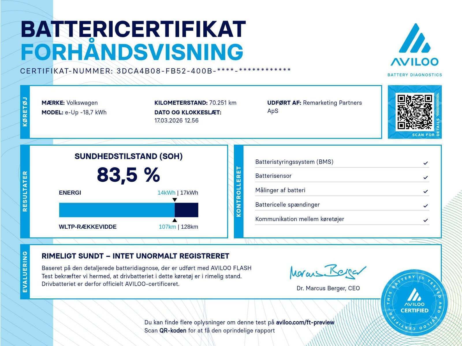 Sølv VW E-UP! fra 2014