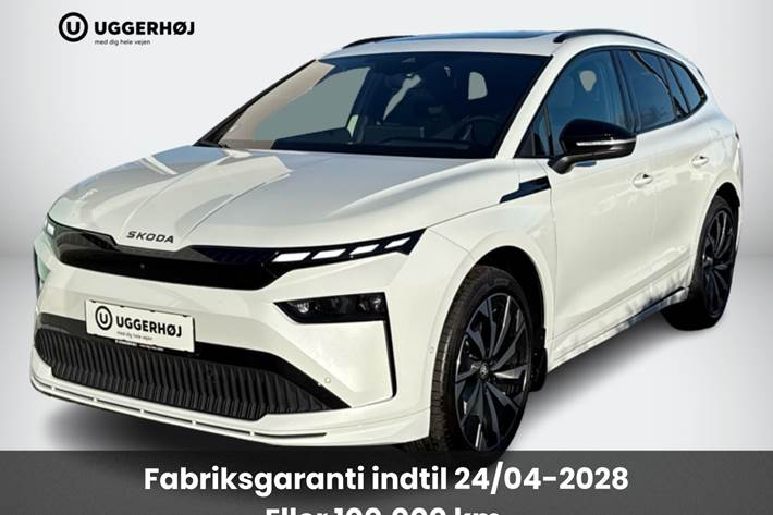 Hvid Skoda Enyaq fra 2026 set udefra