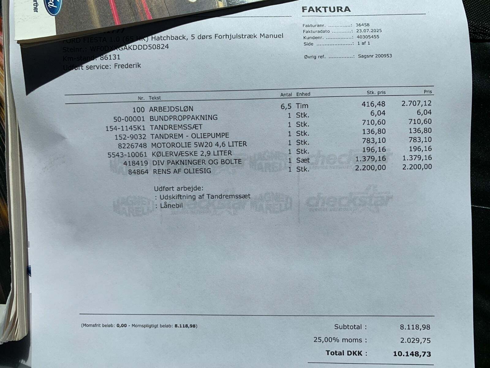 Blå Ford Fiesta fra 2014