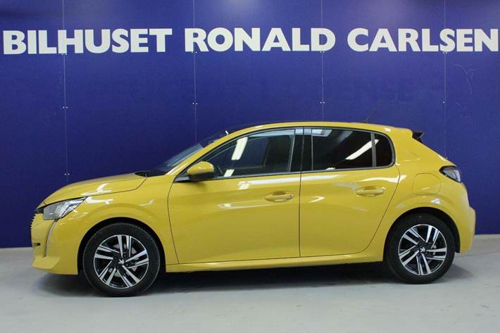 Gul Peugeot 208 fra 2020