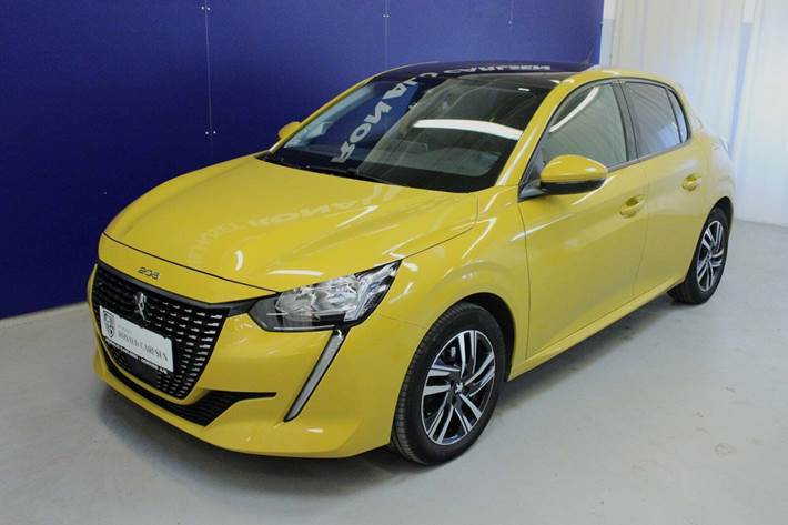 Gul Peugeot 208 fra 2020