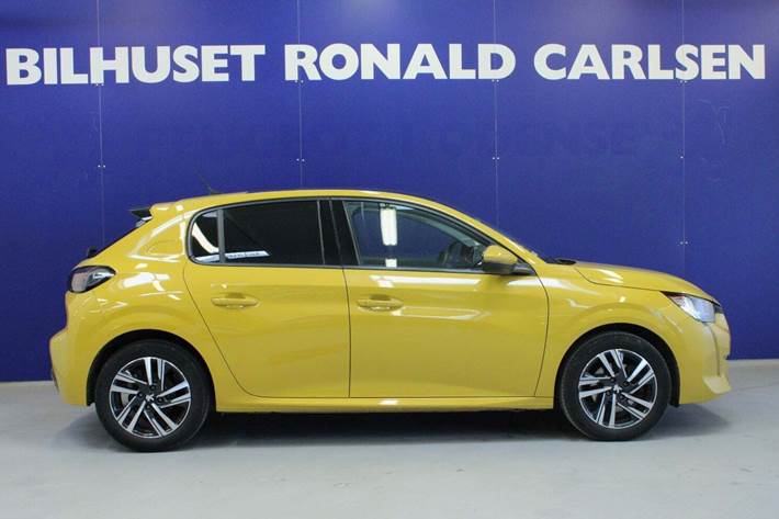 Gul Peugeot 208 fra 2020
