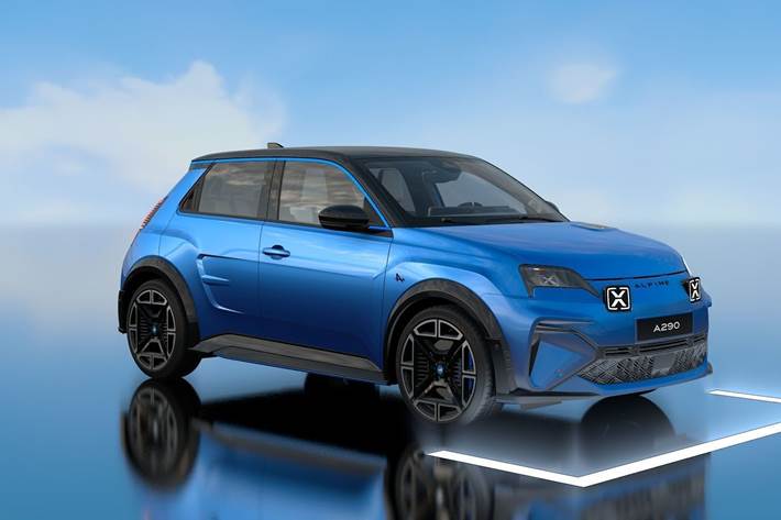 Blå Alpine A290 fra 2026 set udefra
