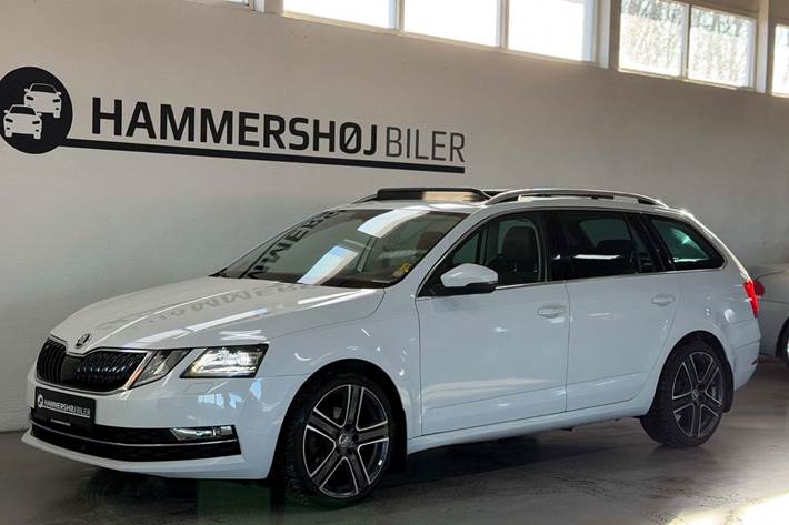 Hvid Skoda Octavia fra 2018 set udefra