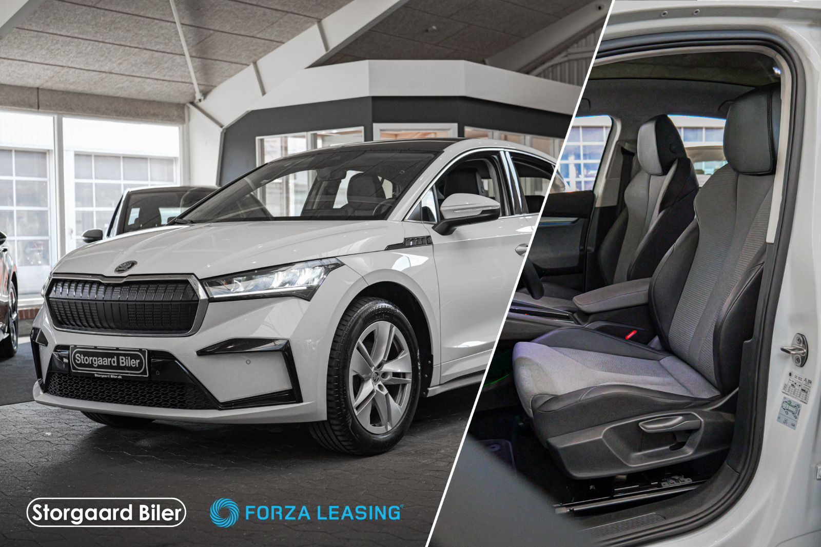 Hvid Skoda Enyaq fra 2023