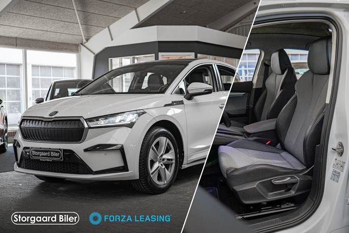 Hvid Skoda Enyaq fra 2023
