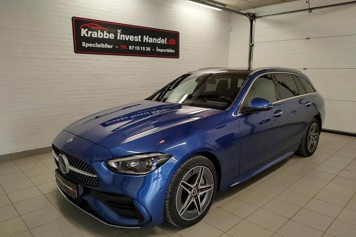 Blå Mercedes C300 e fra 2023