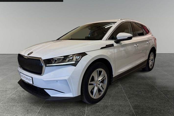 Hvid Skoda Enyaq fra 2021 set udefra