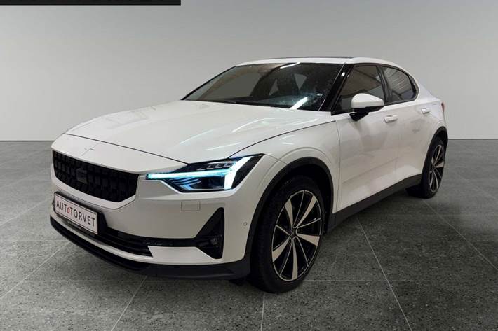 Hvid Polestar 2 fra 2021 set udefra