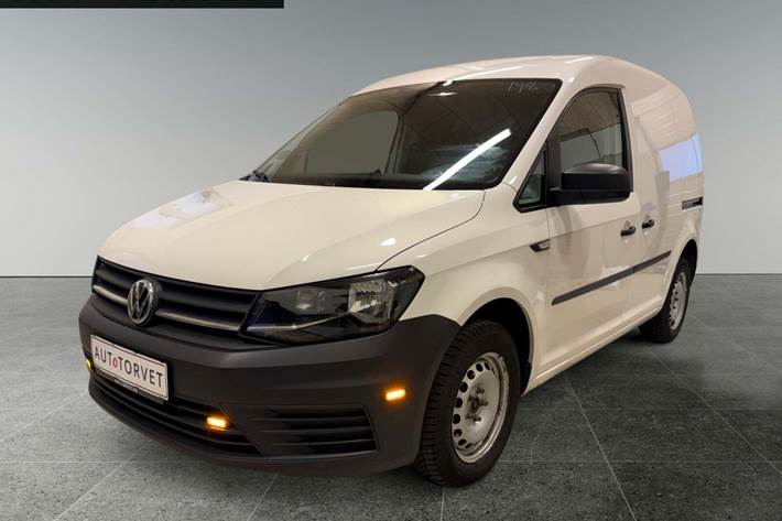 Hvid VW Caddy fra 2016 set udefra