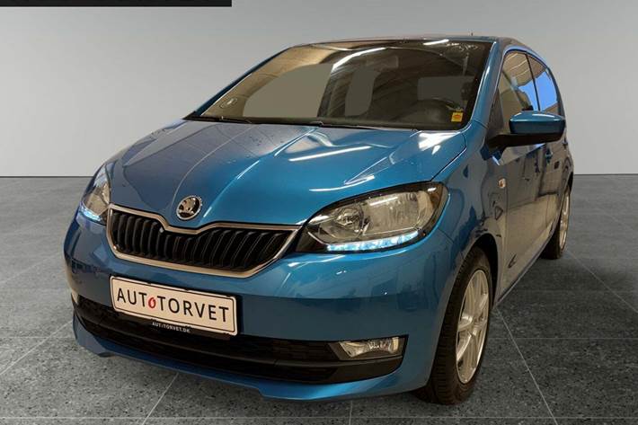 Blå Skoda Citigo fra 2019 set udefra