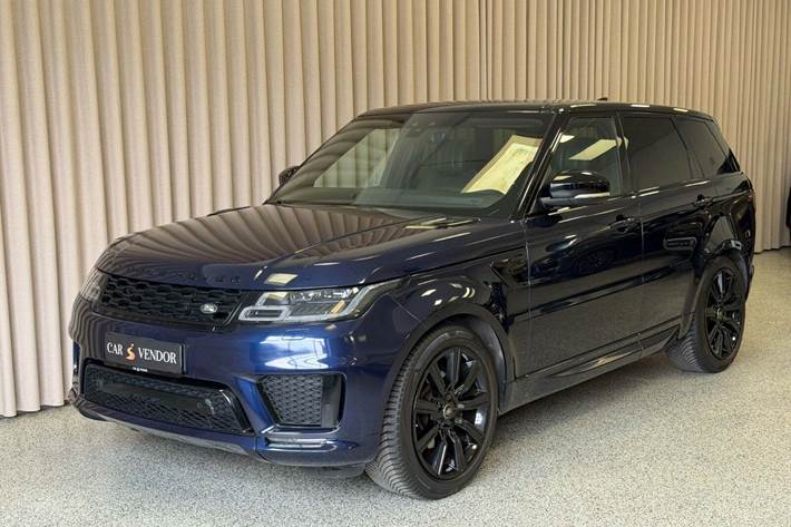 Blå Land Rover Range Rover sport fra 2019 set udefra