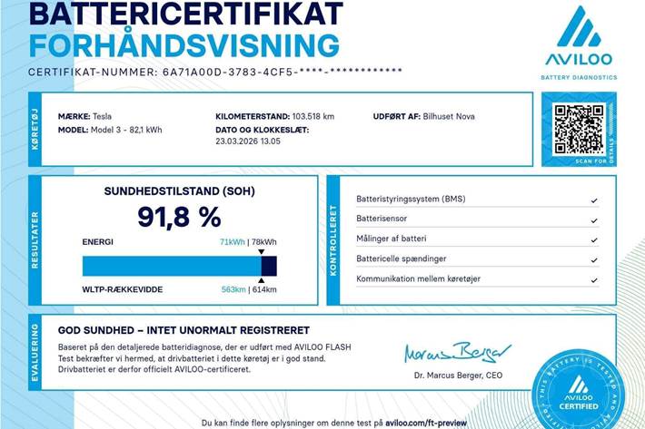 Hvid Tesla Model 3 fra 2021
