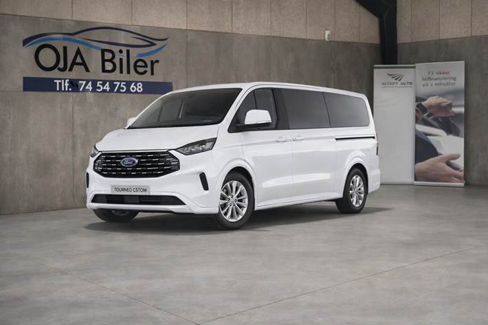 Hvid Ford E-Transit Custom Kombi 340 L2 fra 2026 set udefra