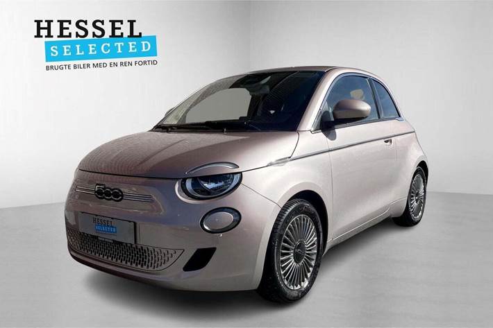 Pink Fiat 500e fra 2023 set udefra