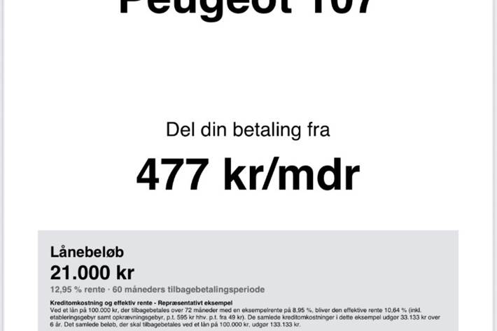 Sort Peugeot 107 fra 2006