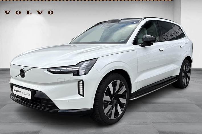 Hvid Volvo EX90 fra 2025 set udefra