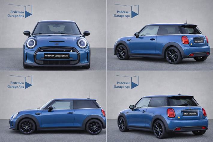 Blå Mini Cooper SE fra 2021